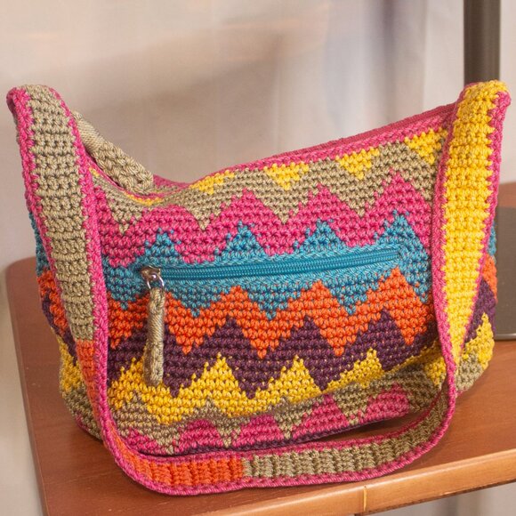 The Sak Preowned Multicolor Crochet Chevron Bag - Picture 3 of 6